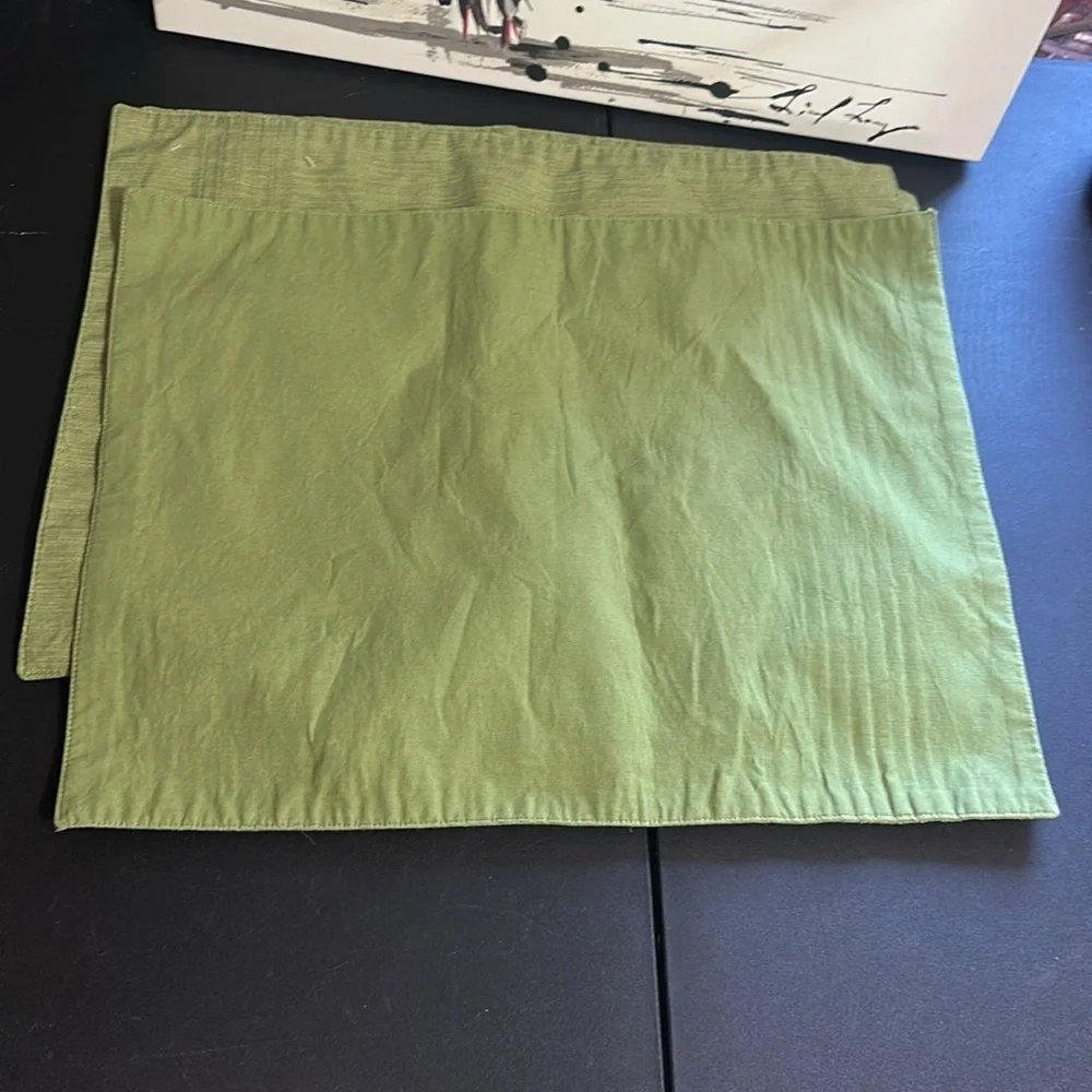 Set of 3 sage green cloth placemats